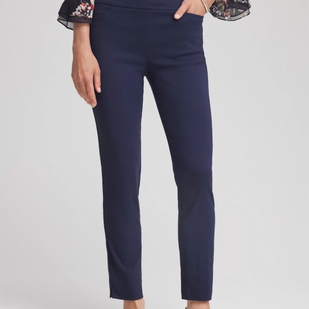 Chico's Deep Blue Ankle Pants so slimming Brigitte slim leg new 0